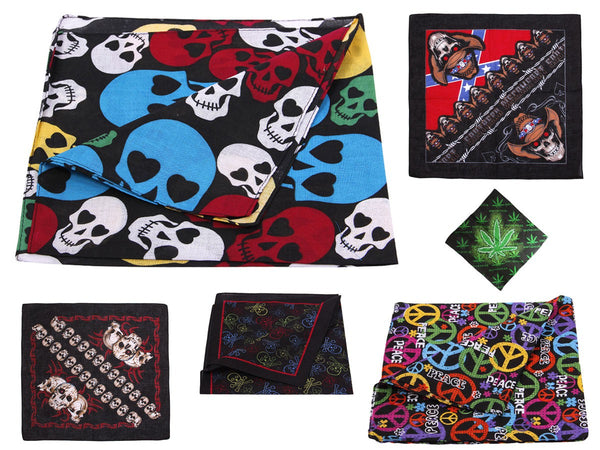 Bandana Zandana Kopftuch Halstuch mit verschiedenen Motiven 100% Baumwolle