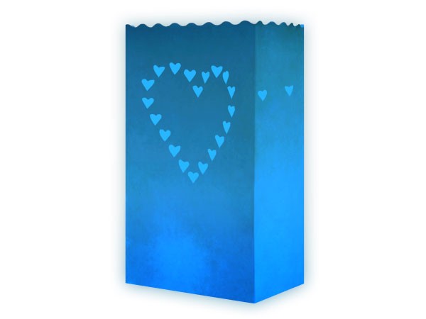 10 Stk. Laterne Lichttüten blau Herzen