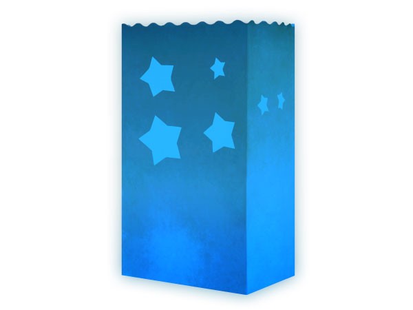 10 Stk. Laterne Lichttüten blau Sterne