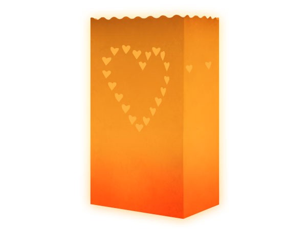 10 Stk. Laterne Lichttüten orange Herzen