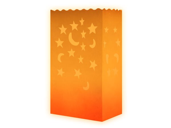 10 Stk. Laterne Lichttüten orange Mond&Sterne