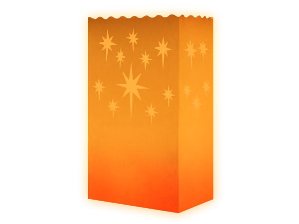 10 Stk. Laterne Lichttüten orange Sterne2
