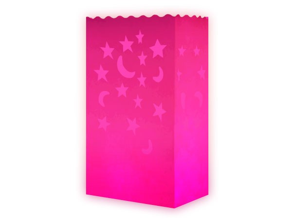 10 Stk. Laterne Lichttüten pink Mond&Sterne