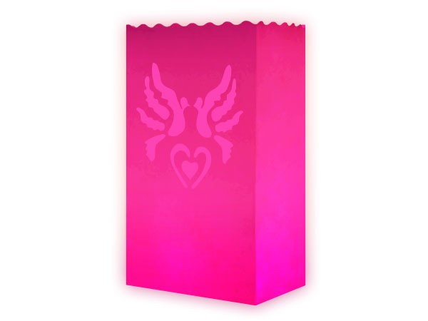 10 Stk. Laterne Lichttüten pink Tauben