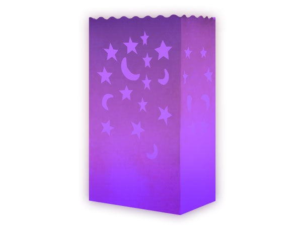 10 Stk. Laterne Lichttüten blau lila Mond&Sterne