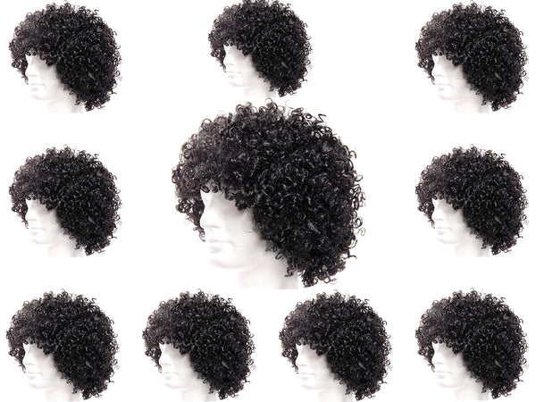 10er Set schwarze Funky XXL Afro Perücke