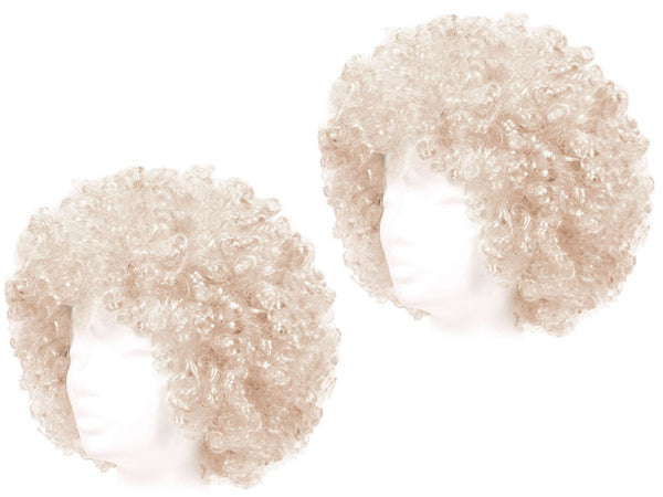 2 Stück Blonde Mega Funky Party XXL Afro Perücke