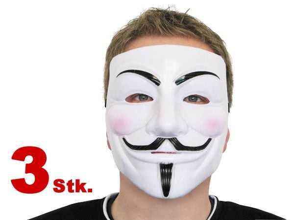 3 Stück V wie Vendetta Maske Anonymous Maske Fawkes Anonymous Occupy Karneval