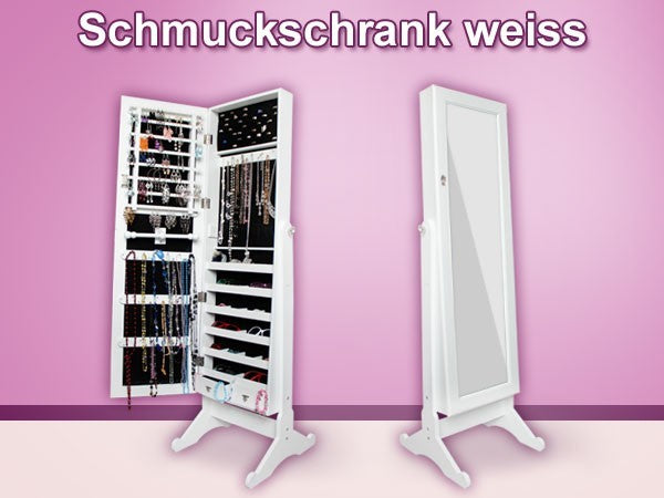 Spiegelschrank Schmuckschrank Spiegel Schrank Schmuck Ohrringe Vit-01a weiß