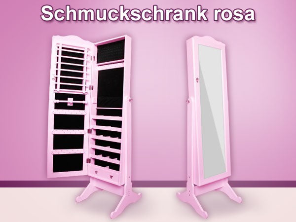 Spiegelschrank Schmuckschrank Spiegel Schrank Schmuck Ohrringe Vit-03 pink groß
