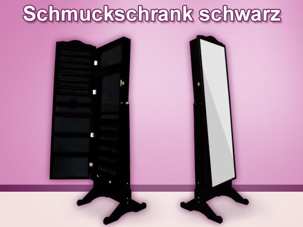Spiegelschrank Schmuckschrank Spiegel Schrank Schmuck Ohrringe Vit-02 schwarz groß