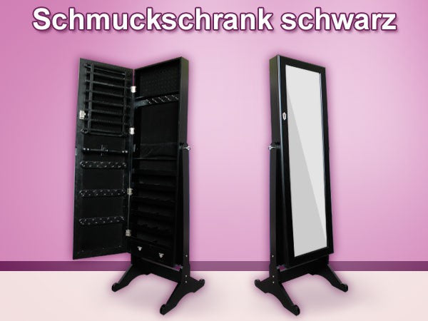 Spiegelschrank Schmuckschrank Spiegel Schrank Schmuck Ohrringe Vit-02a schwarz