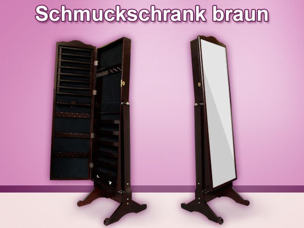 Spiegelschrank Schmuckschrank Spiegel Schrank Schmuck Ohrringe Vit-04 braun groß