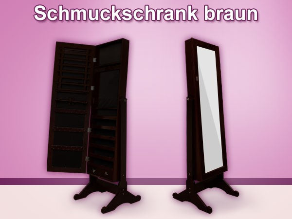 Spiegelschrank Schmuckschrank Spiegel Schrank Schmuck Ohrringe Vit-04a braun