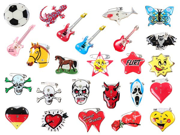 Blinki LED Anstecker Blinky Brosche LED Pin Button viele Motive