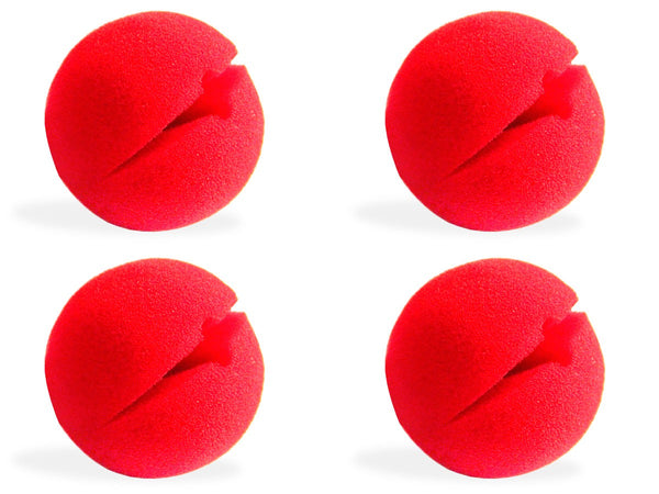 4 Stück Clown Nase in rot aus Schaumstoff