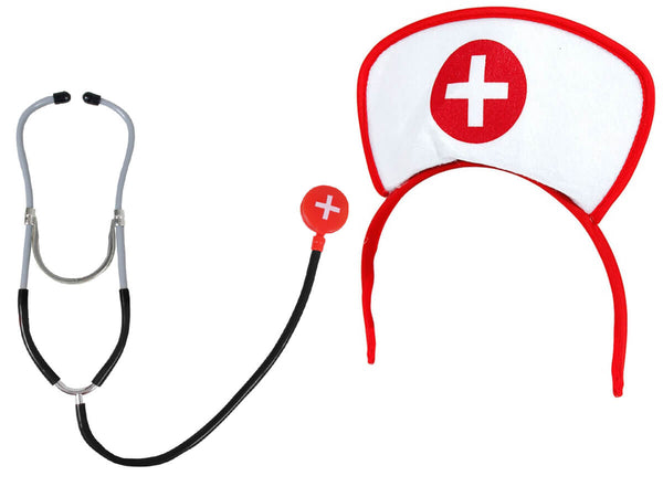 Alsino 2tlg. Karneval Fasching Damen Set Stethoskop Krankenschwester Haarreif KV-56