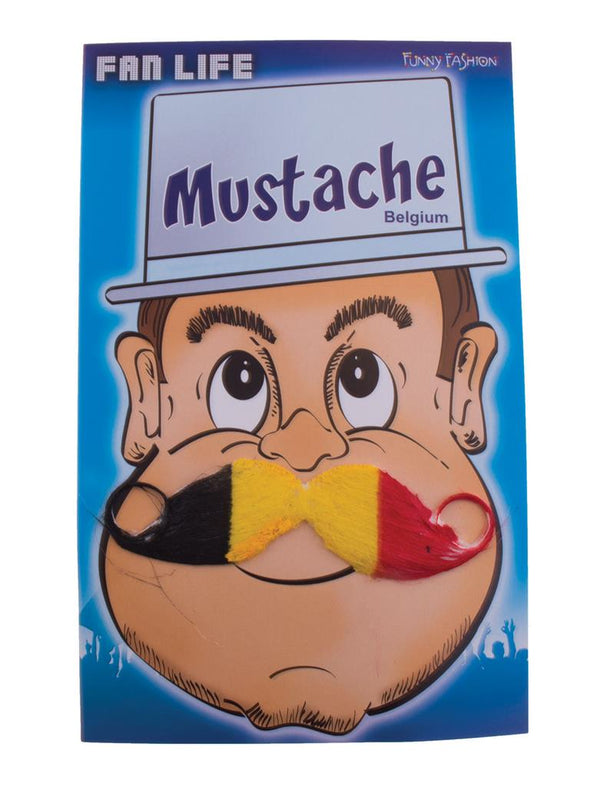 Belgien Schnurrbart für Erwachsene - schwarz gelb rot Fanartikel, WM, EM, Fußball Fanartikel  - Nationalmannschaft