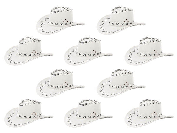 Cowboyhut Cowboy Hut 10er Set Damen Weiß