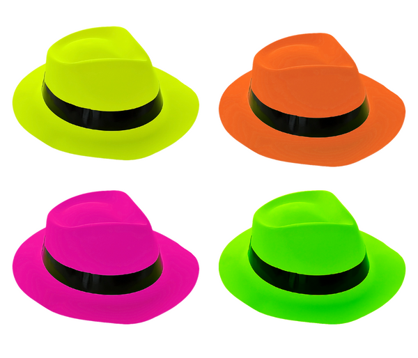 Alsino - Neon Plastik Trilby Herrenhut Hirsch Hut Accessoire Filzhut Elegant JGA Hut - Erwachsene Frauen und Männer 20 cm x 18 cm