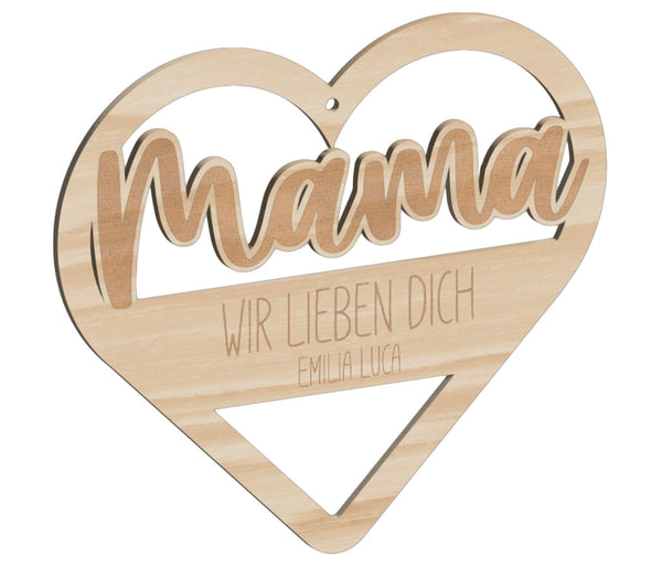 Alsino Individuelles Geschenk für Mama Papa Opa Oma - personalisierter Herzanhänger