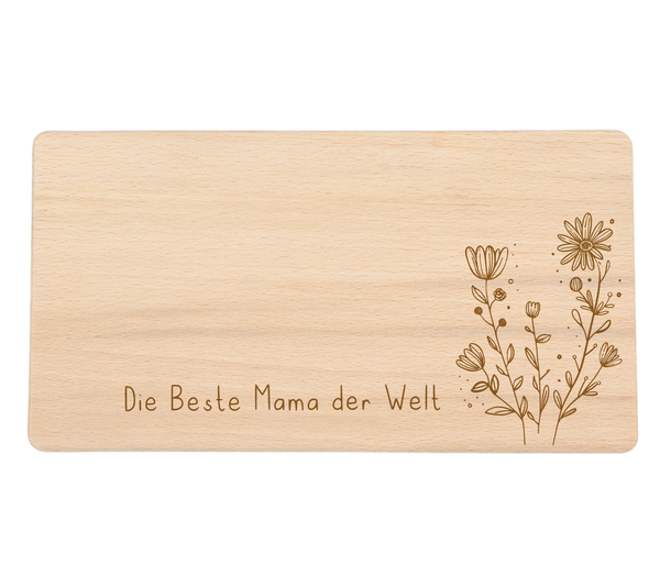 Alsino Frühstücksbrettchen mit Gravur - Geschenk für Mama Mutti Muttertag, 22 x 11,5 cm - Holzbrett Frühstück