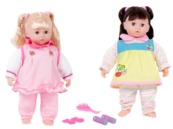 Baby Puppen Set 8322 Spielzeug mit 4 Soundfunktionen und Zubehör Puppenzubehör von Alsino