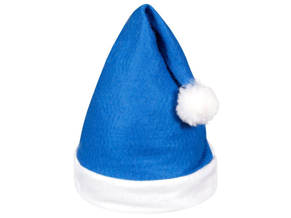 6 Stk. Weihnachtsmütze Nikolausmütze blau weiß mit Bommel 31