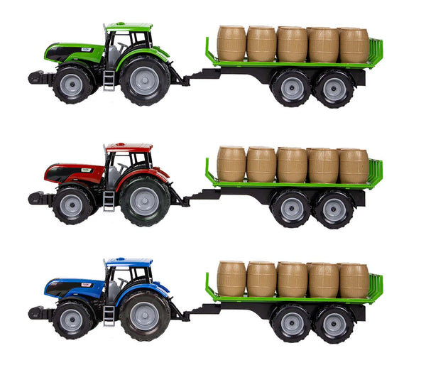 Alsino - Traktor mit Anhänger und Ladung, LED-Licht 43 cm lang - für Kinder ab 3 Jahren