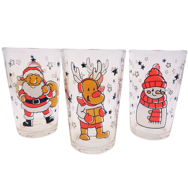 Alsino Weihnachtsgläser Trinkgläser 3er Set Weihnachtsmann 215 ml - Weihnachtsgeschirr Wasserglas durchsichtig & doppelwandig