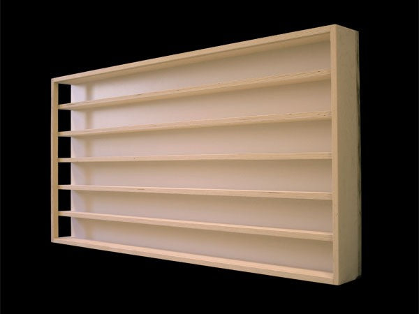 Vitrine Setzkasten Schaukasten Wandregal 125 cm x 58 cm x 10,5 cm Spur HO mit Nuten, erweiterbar - seitlich offen / E15AR