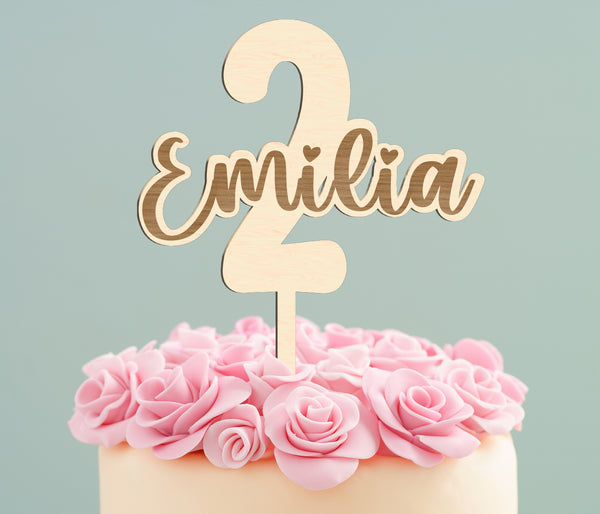 Cake Topper personalisiert mit Namen und Zahl - Tortenstecker