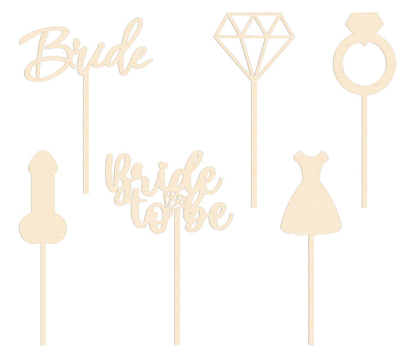 Cake Topper JGA Junggesellenabschied Bride to Be Diamantring Penis Brautkleid