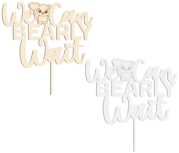 We Can Bearly Wait Cake-Topper Wir können warten Tortendeko - Teddybär Baby Deko