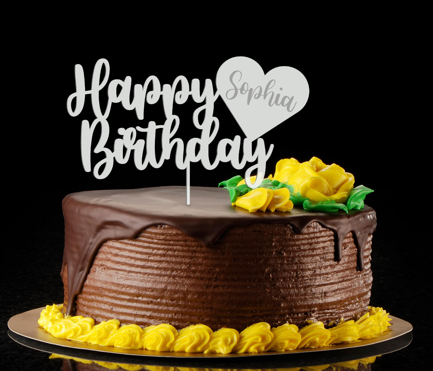 Schwarzer „Happy Birthday“ Kuchen-Topper Aus Acryl – Ca. 13,5 Cm Breit, Mit Schutzfolie