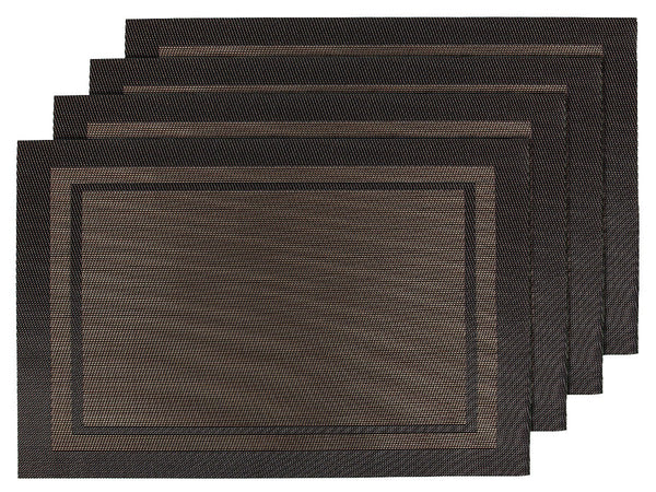 Alsino 4er Set edle PlatzmattenTS-17 schwarz gold Tisch Sets Platzset Tischmatten Untersetzer Platzdeckchen