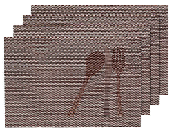 Alsino 4er Set edle PlatzmattenTS-21 braun Tisch Sets Platzset Tischmatten Untersetzer Platzdeckchen