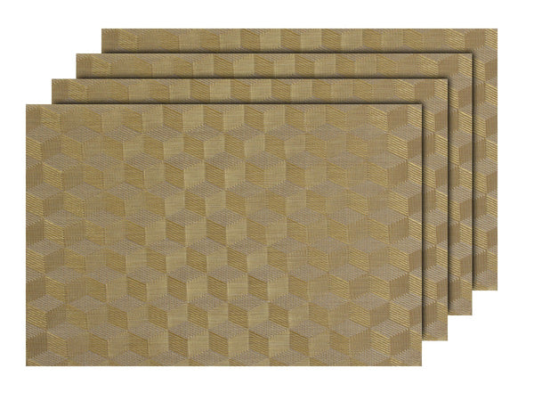 Alsino 4er Set edle Platzmatten TS-84 gold Tisch Sets Platzset Tischmatten Untersetzer Platzdeckchen