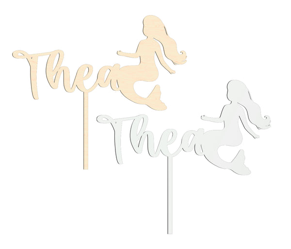 Cake Topper personalisiert mit Namen - Naturholz oder Plexiglas Dekoaccessoire Kuchen Torte