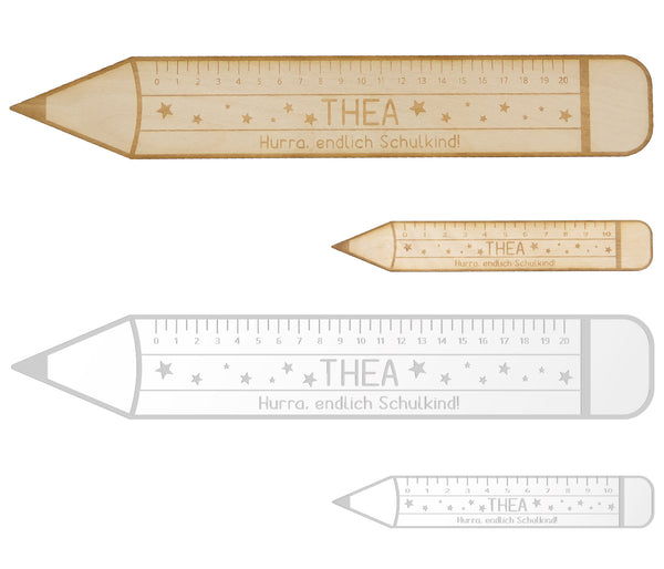 Lineal Stift Graviert mit personalisiertem Text - Grundschule, Schule