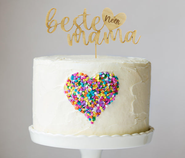 Cake Topper mit Spruch "Beste Mama" - Dekoaccessoire Kuchen Torte