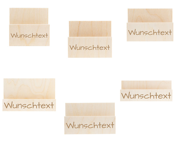 Kartenhalter aus Holz personalisiert mit Wunschtext – Geschenkidee