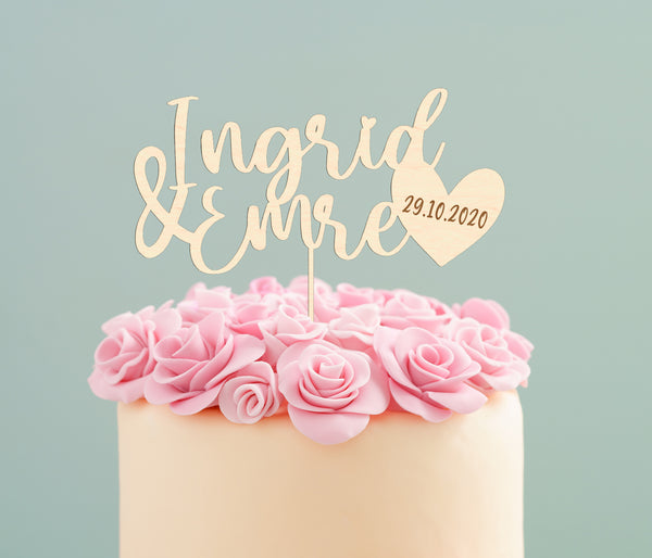 Cake Topper Liebe personalisierbar für Paare Hochzeit personalisiert Torten Kuchen Deko