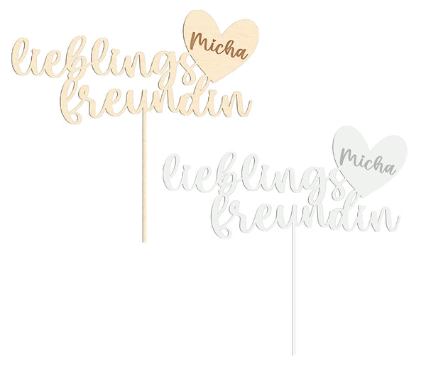 Cake Topper Lieblingsfreundin personalisierbar für die Beste Freundin personalisiert