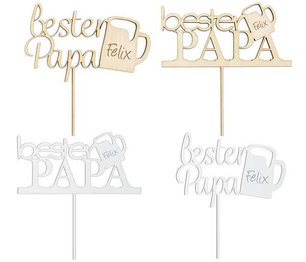 Cake Topper mit Spruch "Bester Papa" - Dekoaccessoire Kuchen Torte