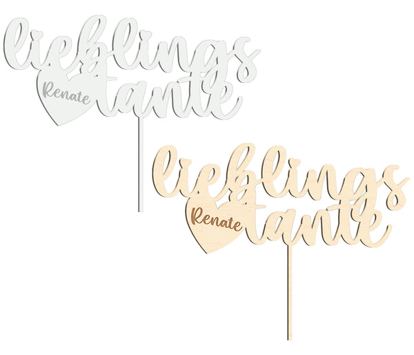 Cake Topper Lieblingstante personalisierbar für die Beste Tante Torten Kuchen Deko